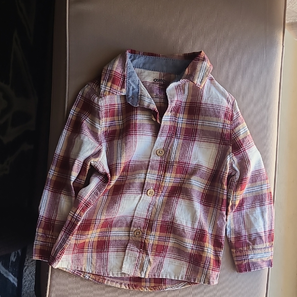 OshKosh B'gosh Red and White Plaid Button Down Shirt